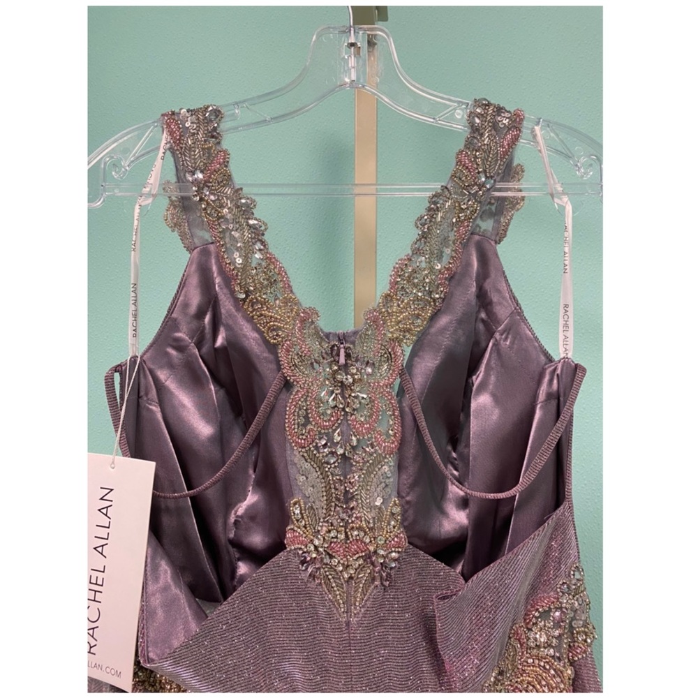 6547 Rachel Allan silver/lavender formal dress - Picture 6 of 6
